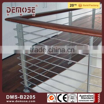 stainless steel balustrade wire with wood handrail for interior