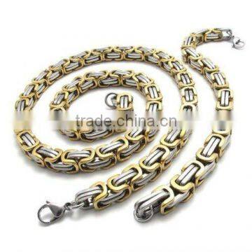316L stainless steel sets GOLD&SILVER 56cm long men's necklaces 23cm long bracelets