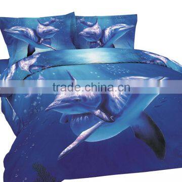 Blue Sea Dolphin Design Cotton Bedsheet Bedding Set 3D                        
                                                Quality Choice