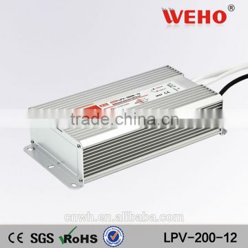 ISO9001 200w led driver smps waterpoof power supply 12v dc