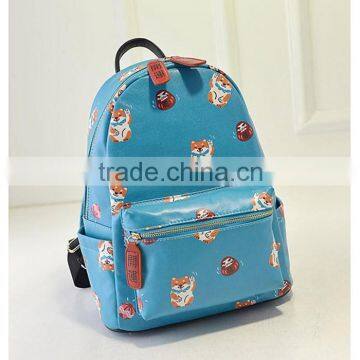 Women Retro Vintage Ladies backpack bags pu leather lucky cats