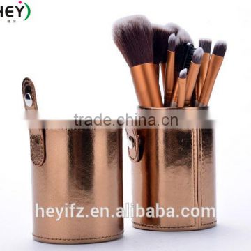 Top-selling 12pcs Gold Travelling Cosmetic Brush Set With Cylinder