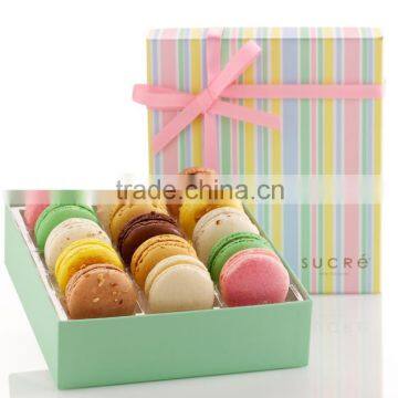 New luxury cardboard printed macaron box packaging, colorful macaron food packaging, wholesale macaron trinket box
