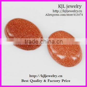 KJL-BD5347 Wholesale Natural flatback egg shape Gold sand Gemstones lose beads 7X18X25mm