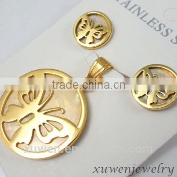 wholesale factory made gold plated color stainless steel new model jewelry set