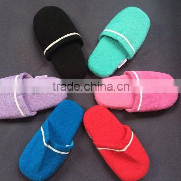 closed toe colorful terry cloth indoor slippers