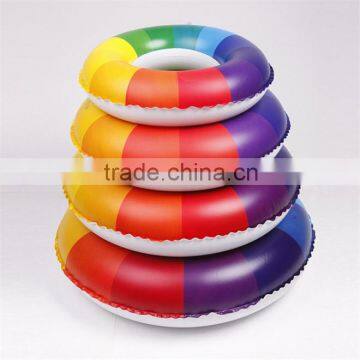 Factory Wholesale Rainbow Color Air Inflatable Swim Ring for Adult and Children Pool Water Floatable Swimming Neck Ring photo-6