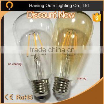 2700K temperature vintage filament led bulbs,led filament bulb light dimmable ST64