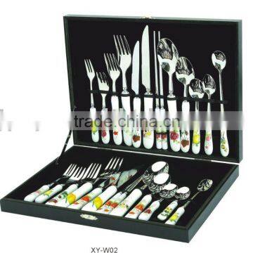 Hot-sale stainless steel cutlery packing with wooden box