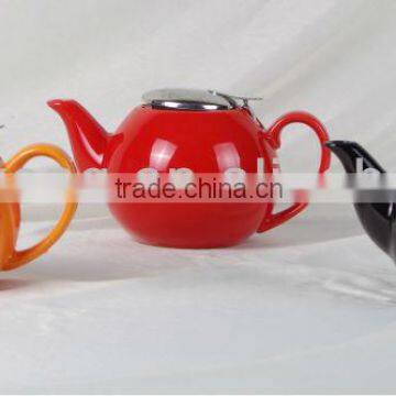 24OZ glazed tea pot with stainless lid and filter