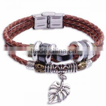 Leaf Pendant Tin Alloy Tungsten Steel Stone Bracelet Magnetic