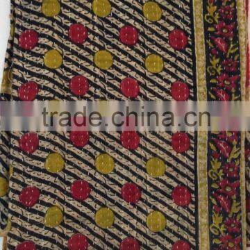 Vintage Throw Kantha Quilt Indian Cotton Saree Bedspread Couch Cover