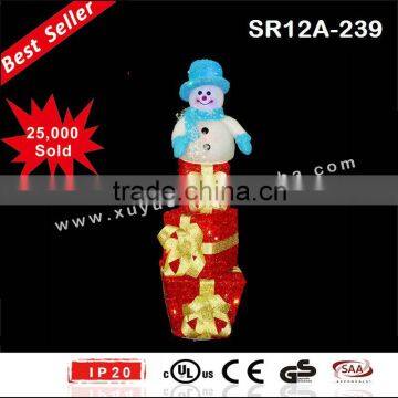 LED red stacking gift box with Snowman decoration