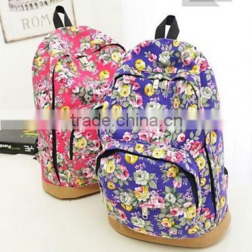 New Arrival Floral Printed Canvas Backpack