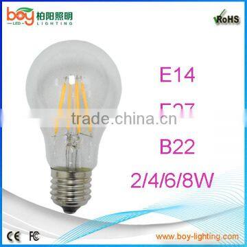 A60 E27 4w led lighting glass filament light bulbs Light Bulb 4w E27