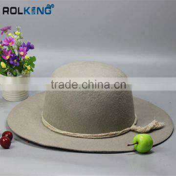 Fashion lady wide brim wool felt floppy bowknot fedora cap