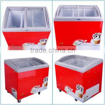 SD-282L Chest Showcase With Curved Glass Lids Display Freezer for Sale