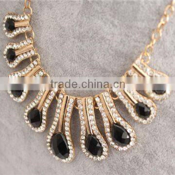 Women Charming Black Water Drop Pendant Necklace Gold Plated Crystal Necklace photo-5