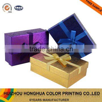 Gift Box Manufacturer Glitter Packaging Fancy Paper Gift Box with Ribbon Bowknot