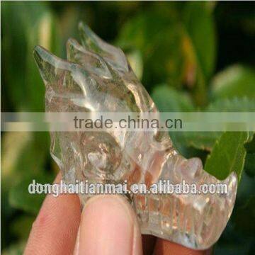 Natural Quartz Crystal Carving Dragon Skull For Wholesale