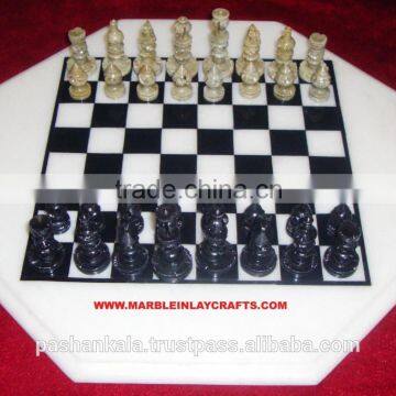 White Marble Chess Design Table