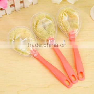 Hot selling natural fibre kitchen utensil cleaning brush/non-stick pot dish bowl brush