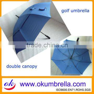 60inch auto button windproof blue golf umbrella for men