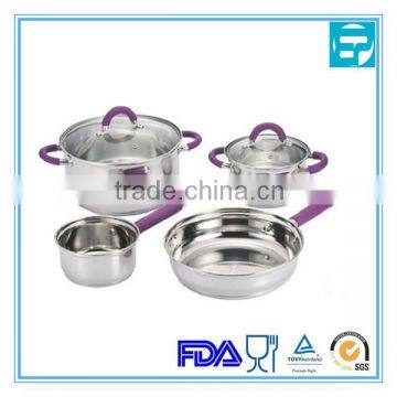 6 pcs New Product Stainless Steel Cookware with Silicon Handle for Wholesale/Retailer