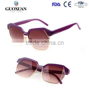 Purple Half Rim Big Square Fashion Women Sunglasses