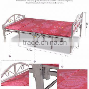 Single folding military stackable metal bed frame