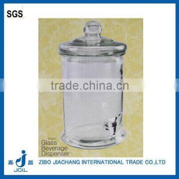 5L wholesale glass drink dispenser with tap and Plastic ring glass lid PJ05