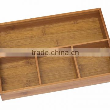 4 Bamboo Compartment Organizer Kitchen Household Tray Stationery Storage