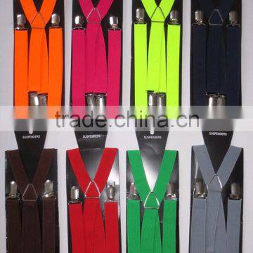 MENS/LADIES 4 CLIP "X" ADJUSTABLE BRACES WIDTH 25MM SOLID COLOR