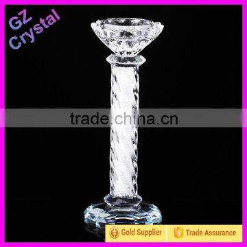 Wholesale twisted hollow stem glass crystal candle holder for wedding decoration