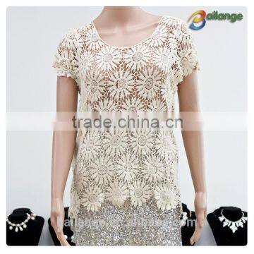 high ladies top embroidered crochet African white crochet cotton vest for garment accessories