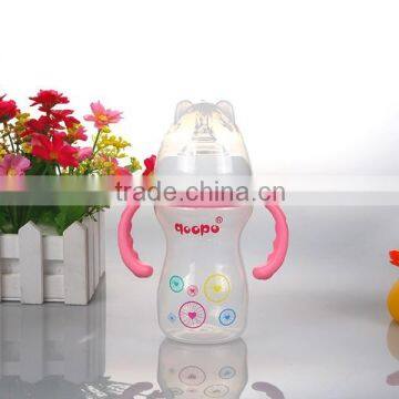 customized brand bpa free feeding baby bottle smile bear baby bottle holder hand free