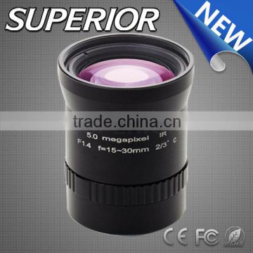 Night vision optical sight CCTV Lens 5.0 MP Focal length 15-30mm F1.4 Manual iris IR C mount Lens for thermal imagining camera