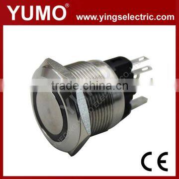 YUMO 22mm JS22F-11 E 1NO 1NC pin terminal momentary alternate stainless steel meter waterproof push button switch