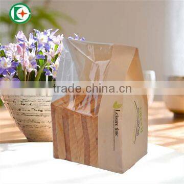 Food Grade Kraft Paper Bread Bag With Plastic Clean Window