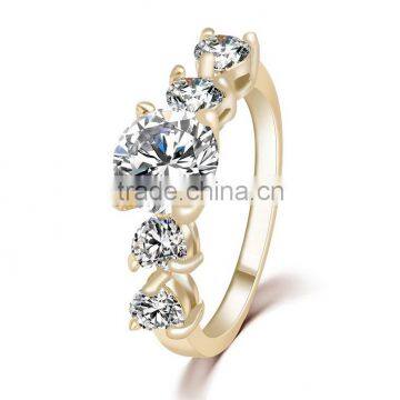 Hot sale 18K real gold plated ring fashion new crystal rings wedding