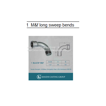 galvanized malleable iron pipe fittings M&F long sweep bends