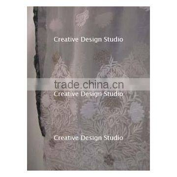 Embroidery with shining thread fabric Dyeable Fabric