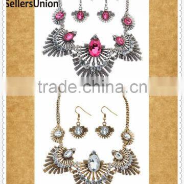 No.1 yiwu exporting commission agent wanted vintage garment necklace and earring set jewelery set for women