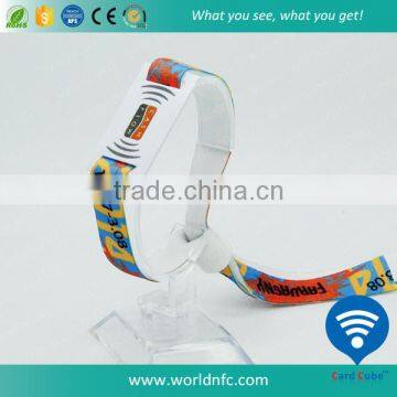 Colorful Disposable Printed Woven Band RFID Bracelet