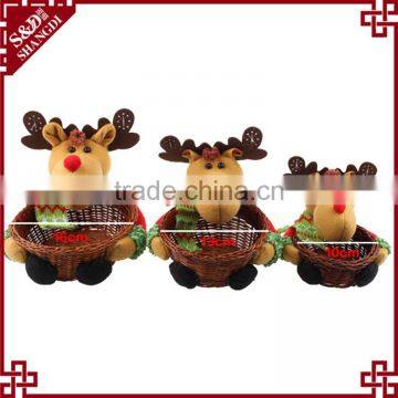Lovely christmas deer style fine wickerwork basket for christmas gift