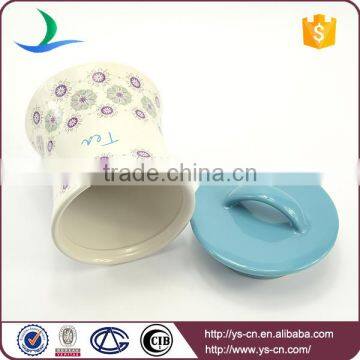 Modern Style Ceramic Storage Containers With Blue Lid photo-3