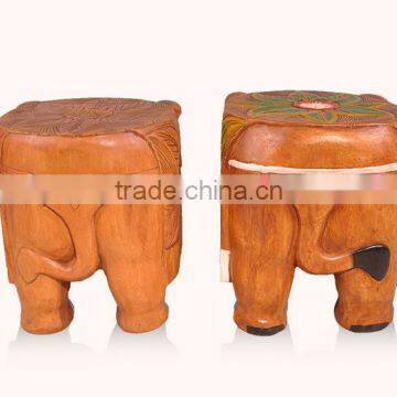 Thailand Style Living Elephant Shape Little Chair, Solid Wood Handcarved Chairs for Shoes Changing (BF01-X1176) photo-4