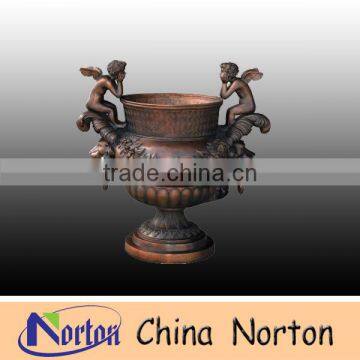 alibaba hot sale angel statue garden bronze flower pot NTBF-FL109S