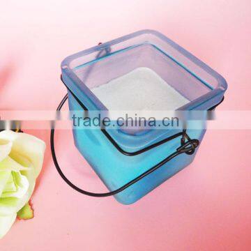 Home Goods Antiques Blue Glass Candle Holder With Scented Wax photo-4