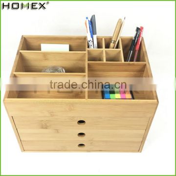 Office Bamboo Desk Organizer with 3 Drawer/Homex_FSC/BSCI Factory